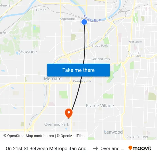 On 21st St Between Metropolitan And Ruby Sb to Overland Park map