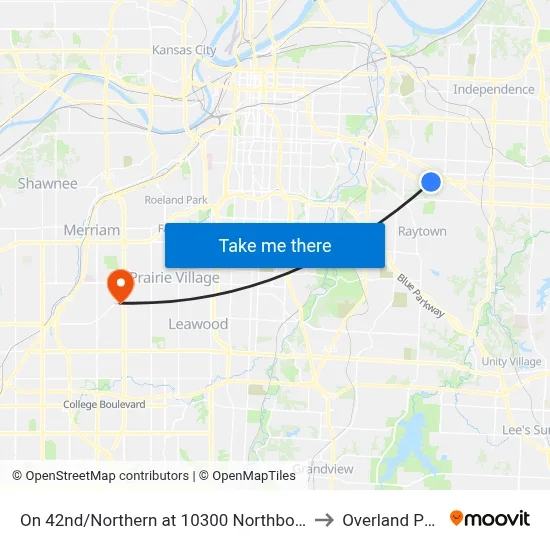 On 42nd/Northern at 10300 Northbound to Overland Park map