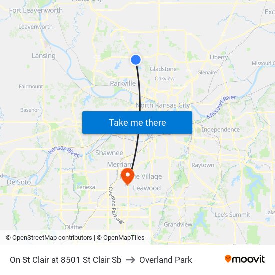 On St Clair at 8501 St Clair Sb to Overland Park map