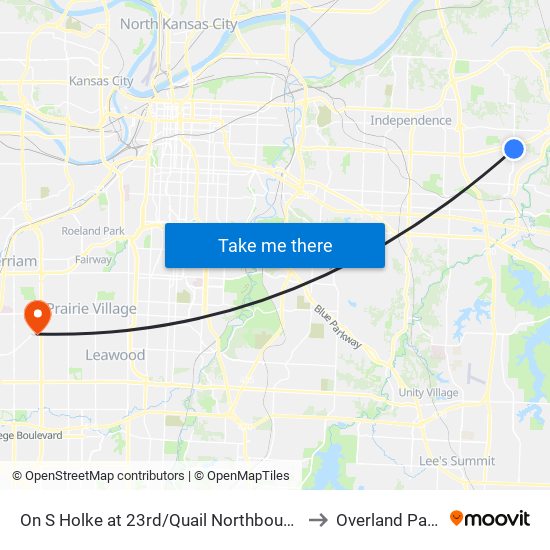 On S Holke at 23rd/Quail Northbound to Overland Park map