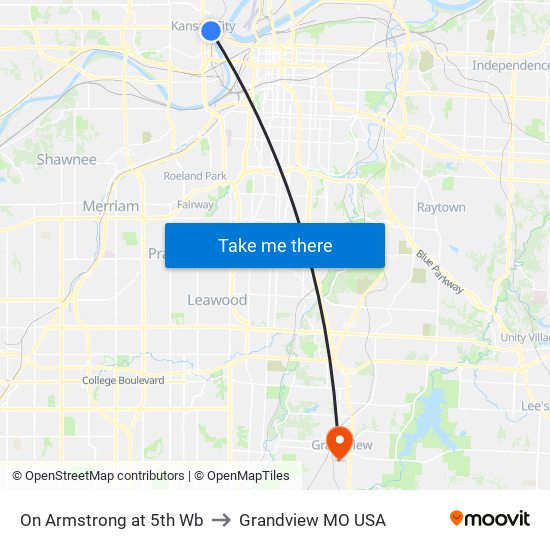 On Armstrong at 5th Wb to Grandview MO USA map