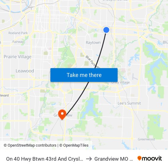 On 40 Hwy Btwn 43rd And Crysler Eb to Grandview MO USA map