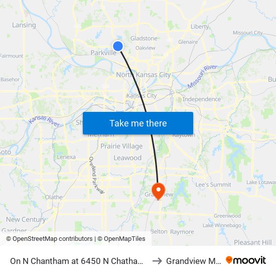 On N Chantham at 6450 N Chatham Southbound to Grandview MO USA map