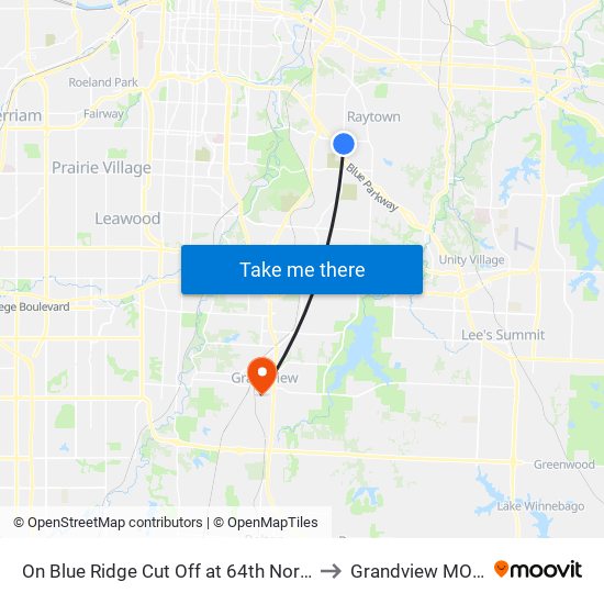 On Blue Ridge Cut Off at 64th Northbound to Grandview MO USA map