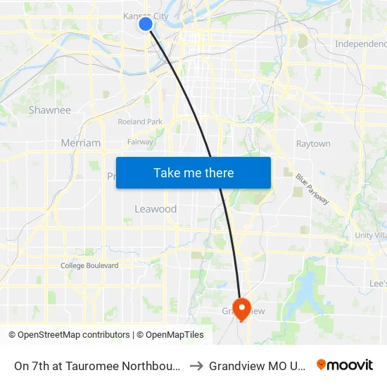 On 7th at Tauromee Northbound to Grandview MO USA map