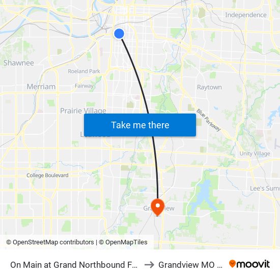 On Main at Grand Northbound Farside to Grandview MO USA map