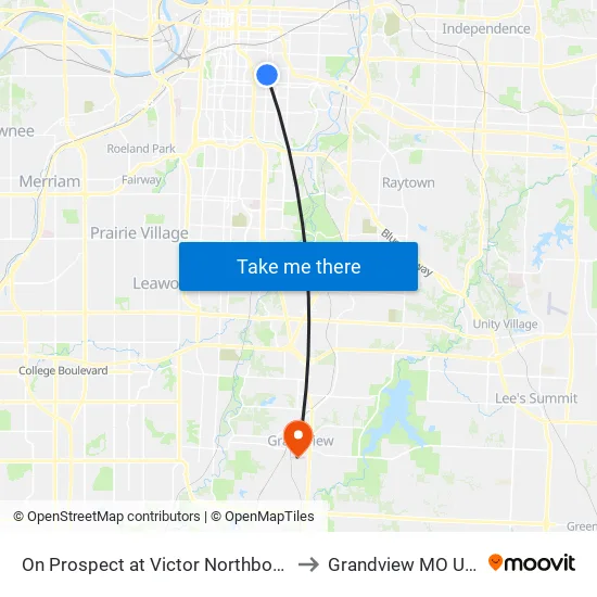 On Prospect at Victor Northbound to Grandview MO USA map