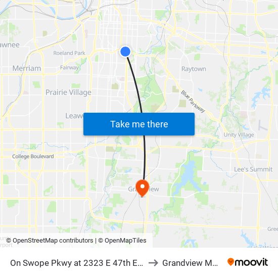 On Swope Pkwy at 2323 E 47th Eastbound to Grandview MO USA map