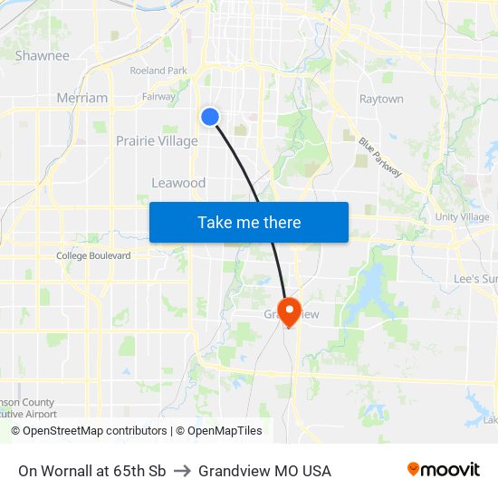 On Wornall at 65th Sb to Grandview MO USA map