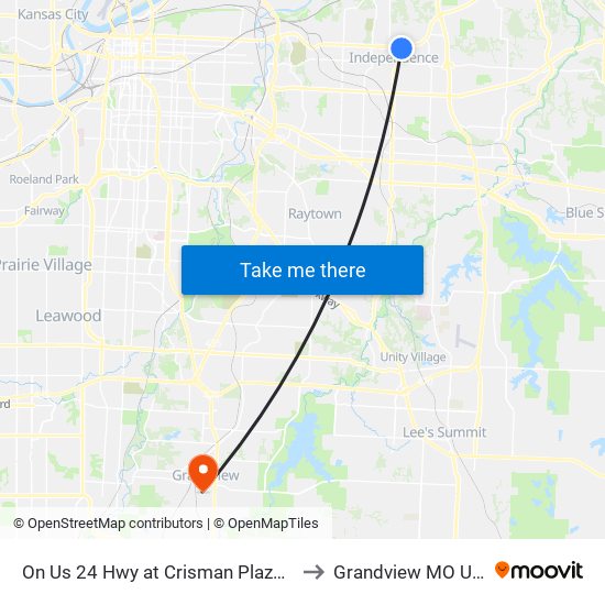 On Us 24 Hwy at Crisman Plaza Eb to Grandview MO USA map