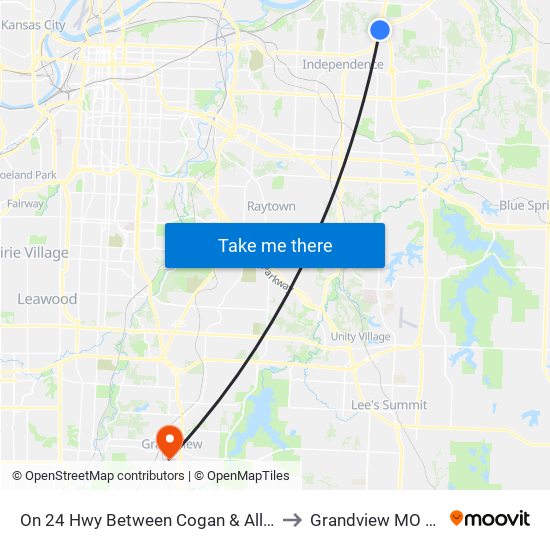 On 24 Hwy Between Cogan & Allen Eb to Grandview MO USA map