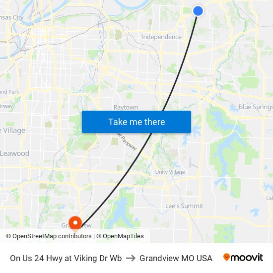 On Us 24 Hwy at Viking Dr Wb to Grandview MO USA map