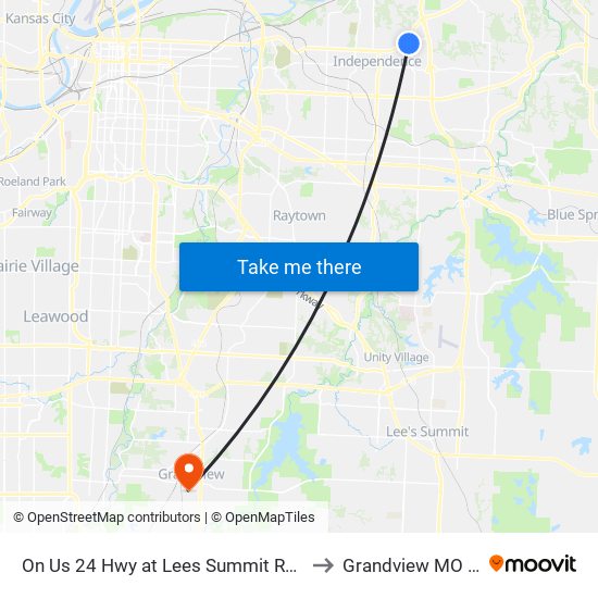 On Us 24 Hwy at Lees Summit Road Wb to Grandview MO USA map