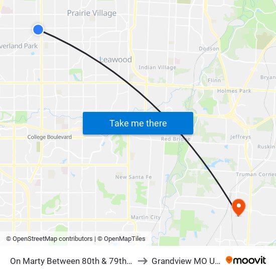On Marty Between 80th & 79th Nb to Grandview MO USA map