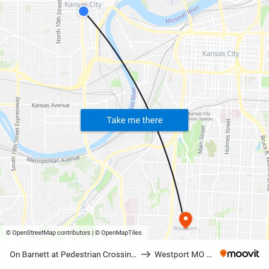 On Barnett at Pedestrian Crossing Wb to Westport MO USA map