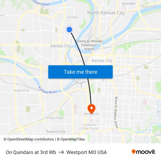 On Quindaro at 3rd Wb to Westport MO USA map