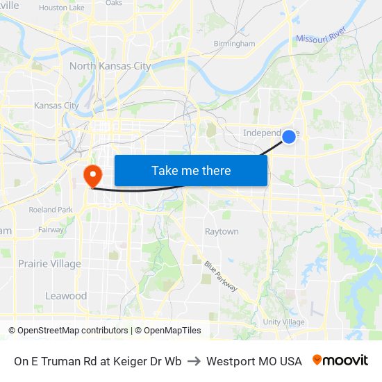 On E Truman Rd at Keiger Dr Wb to Westport MO USA map