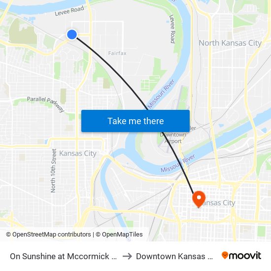 On Sunshine at Mccormick Wb to Downtown Kansas City map