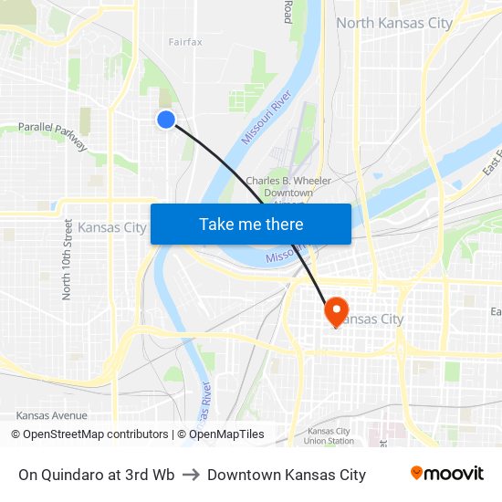 On Quindaro at 3rd Wb to Downtown Kansas City map