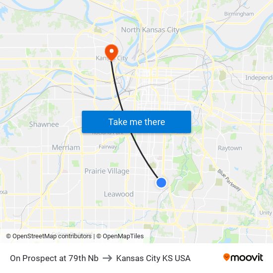 On Prospect at 79th Nb to Kansas City KS USA map