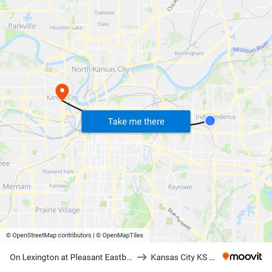 On Lexington at Pleasant Eastbound to Kansas City KS USA map