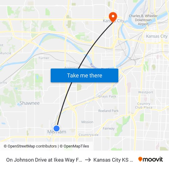 On Johnson Drive at Ikea Way FS Eb to Kansas City KS USA map