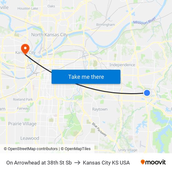 On Arrowhead at 38th St Sb to Kansas City KS USA map