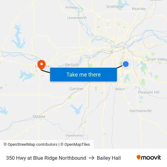 350 Hwy at Blue Ridge Northbound to Bailey Hall map