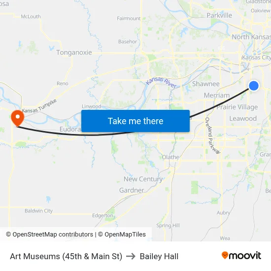Art Museums (45th & Main St) to Bailey Hall map