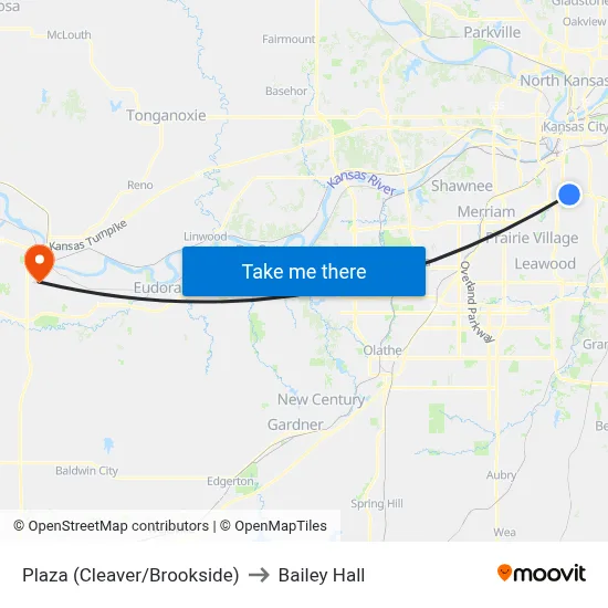 Plaza (Cleaver/Brookside) to Bailey Hall map