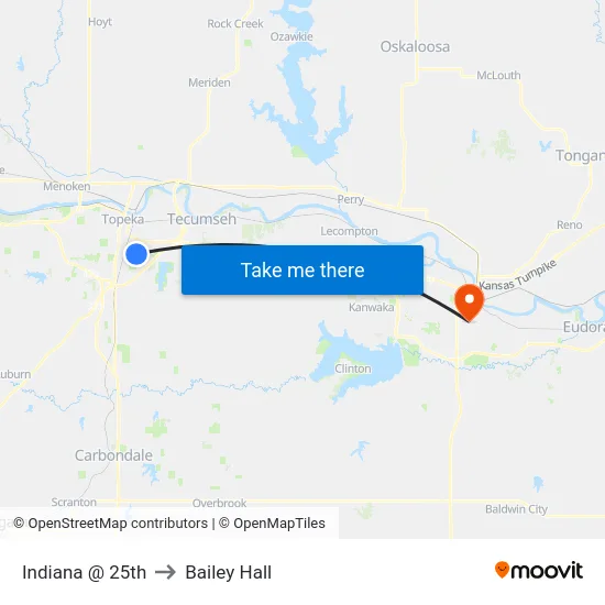 Indiana @ 25th to Bailey Hall map