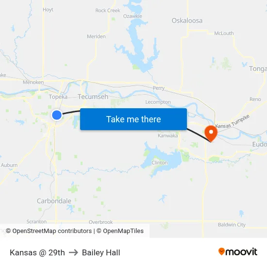 Kansas @ 29th to Bailey Hall map