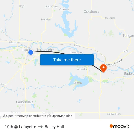 10th @ Lafayette to Bailey Hall map