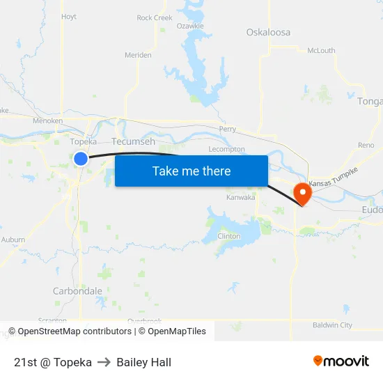 21st @ Topeka to Bailey Hall map