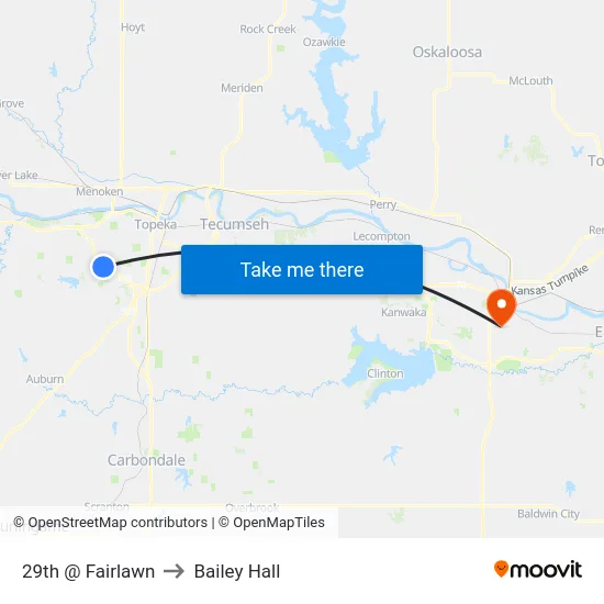29th @ Fairlawn to Bailey Hall map
