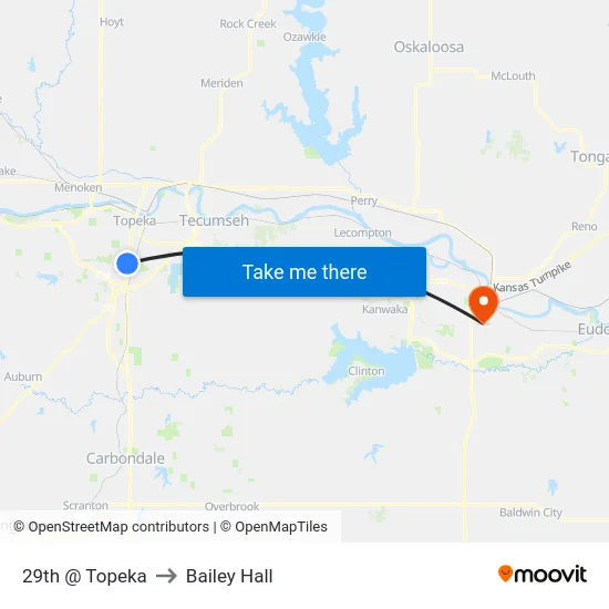29th @ Topeka to Bailey Hall map
