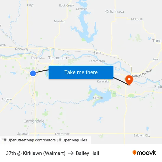 37th @ Kirklawn (Walmart) to Bailey Hall map