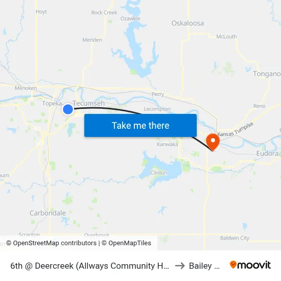 6th @ Deercreek  (Allways Community Health) to Bailey Hall map