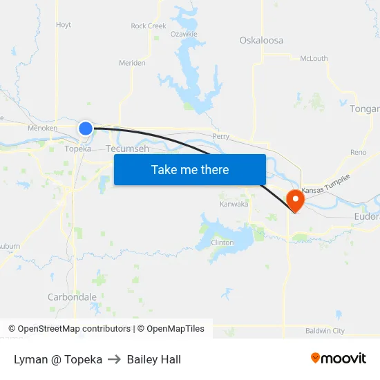 Lyman @ Topeka to Bailey Hall map