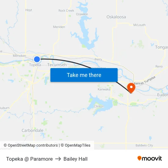 Topeka @ Paramore to Bailey Hall map