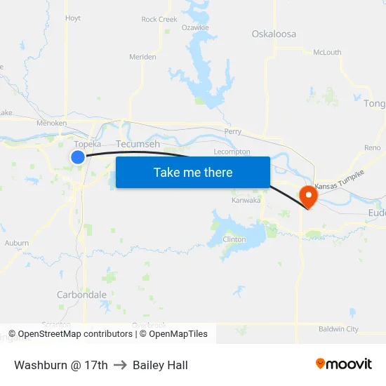 Washburn @ 17th to Bailey Hall map