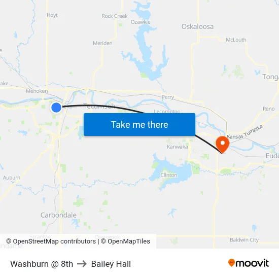 Washburn @ 8th to Bailey Hall map