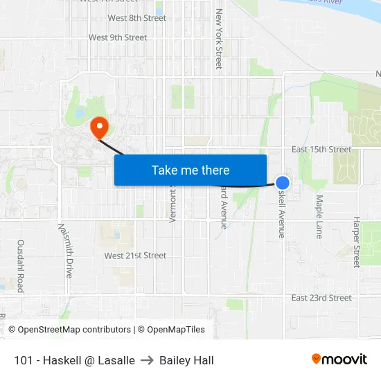 101 - Haskell @ Lasalle to Bailey Hall map
