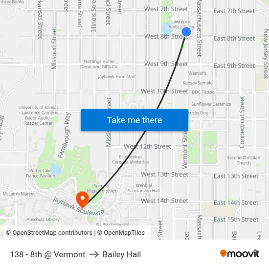 138 - 8th @ Vermont to Bailey Hall map