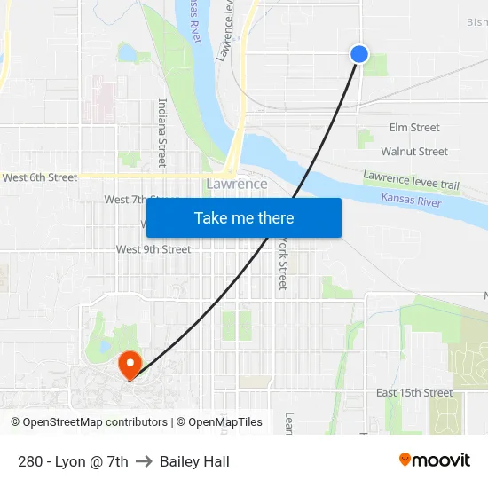 280 - Lyon @ 7th to Bailey Hall map