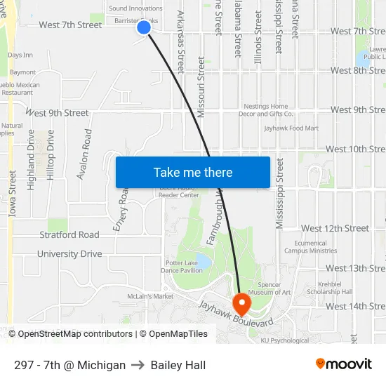 297 - 7th @ Michigan to Bailey Hall map