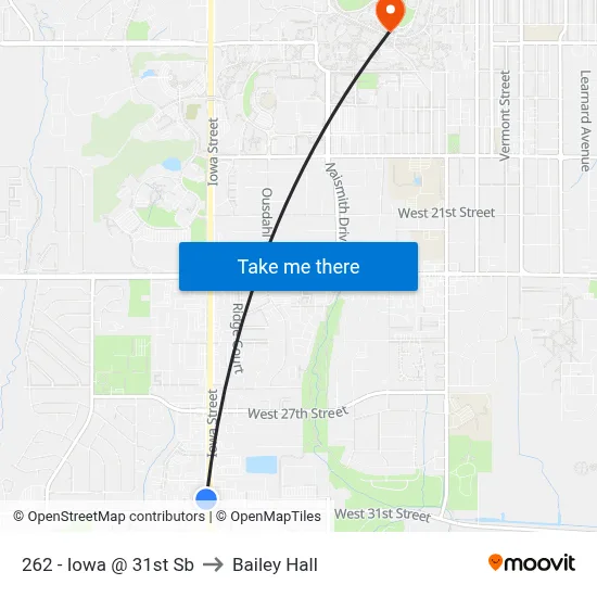 262 - Iowa @ 31st Sb to Bailey Hall map
