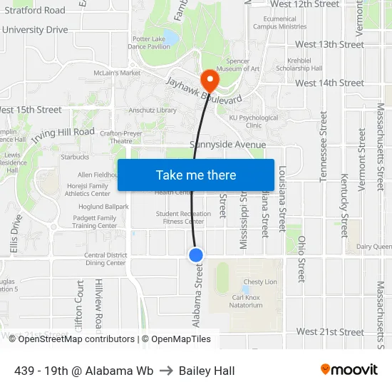 439 - 19th @ Alabama Wb to Bailey Hall map