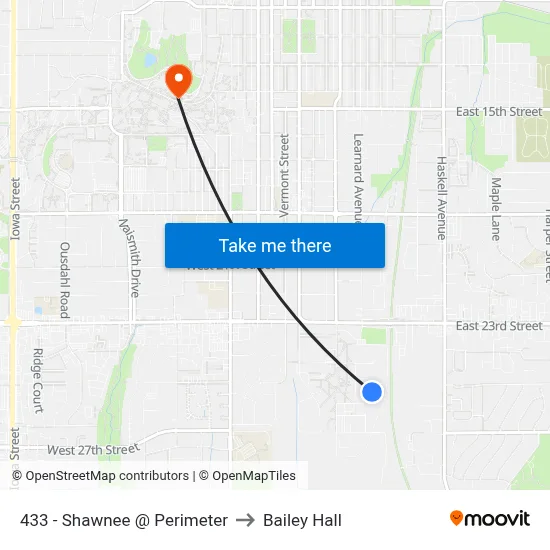 433 - Shawnee @ Perimeter to Bailey Hall map