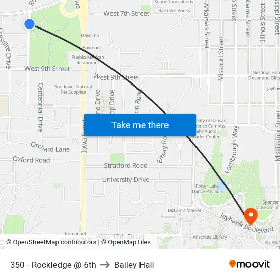 350 - Rockledge @ 6th to Bailey Hall map